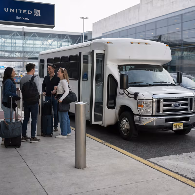 Black Mercedes Sprinter van staged for an Jersey City Airport Transportation group