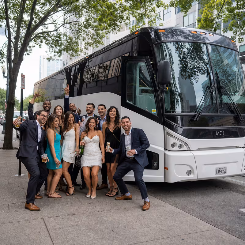 Passengers loading luggage while boarding an Jersey City group shuttle