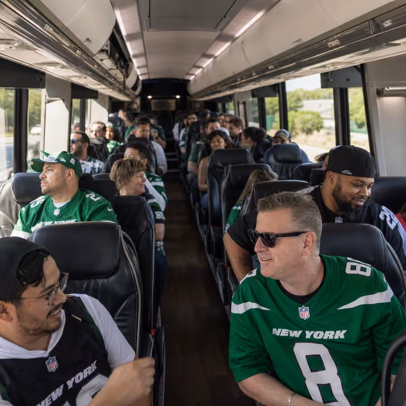 Passenger seating aboard a Jersey City party bus rental