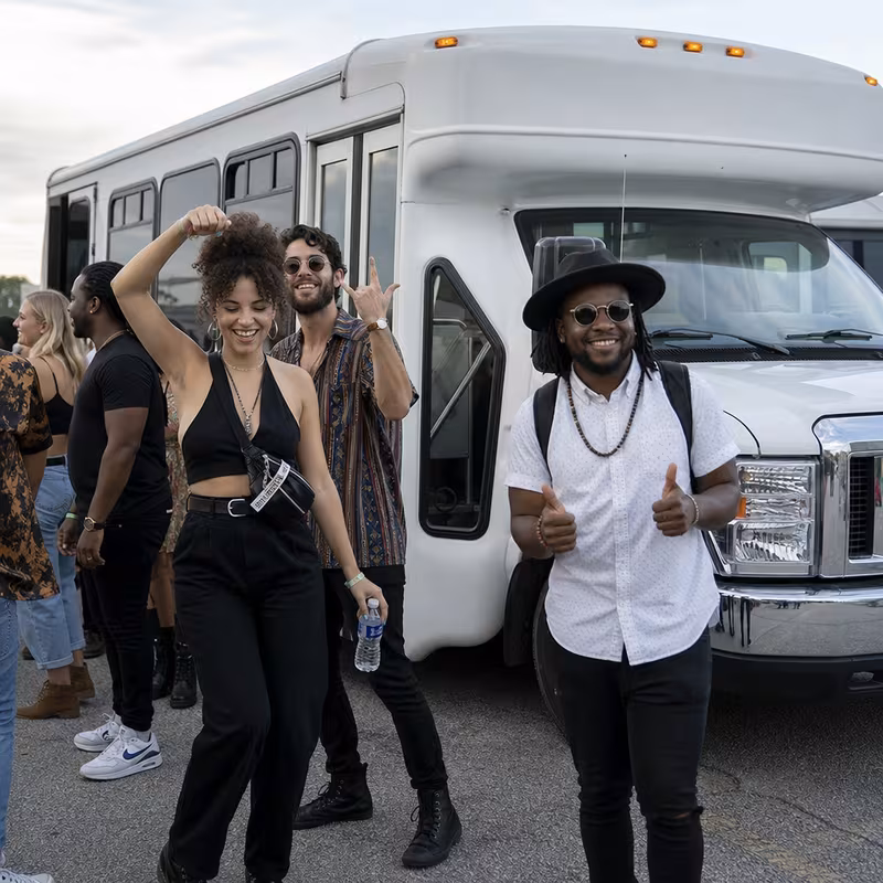 Black Mercedes Sprinter van staged for an Jersey City Concert Transportation group