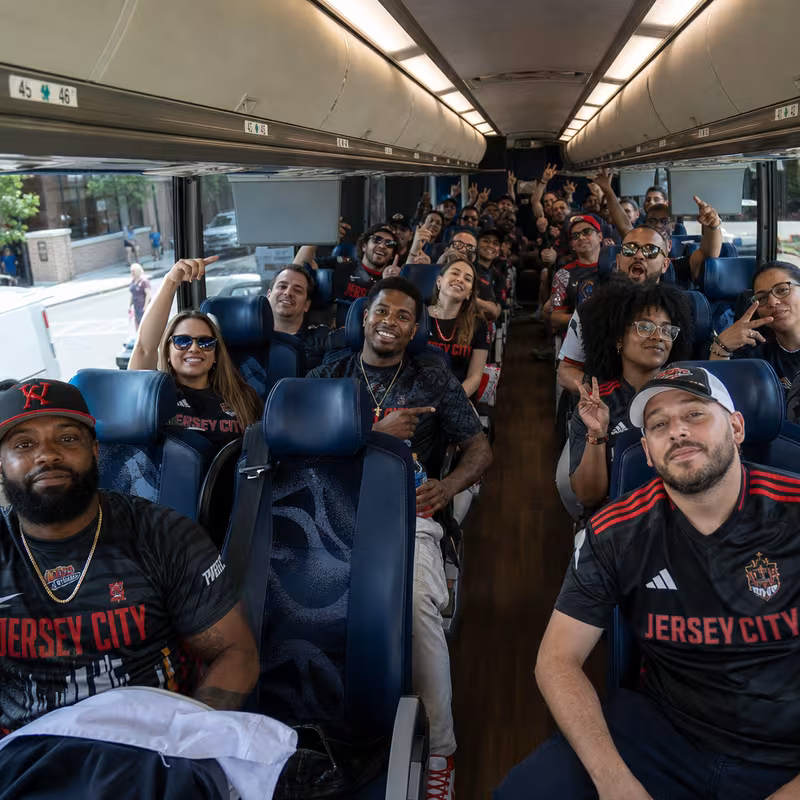 Black Mercedes Sprinter van staged for an Jersey City Sporting Event Transportation group