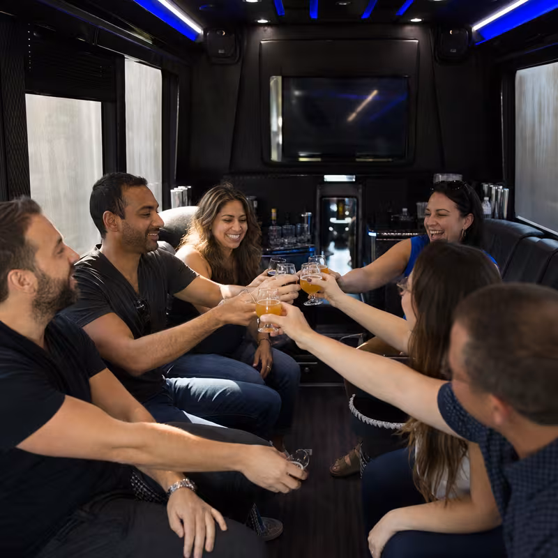 Black Mercedes Sprinter van staged for an Jersey City Winery & Brewery Tour Transportation group